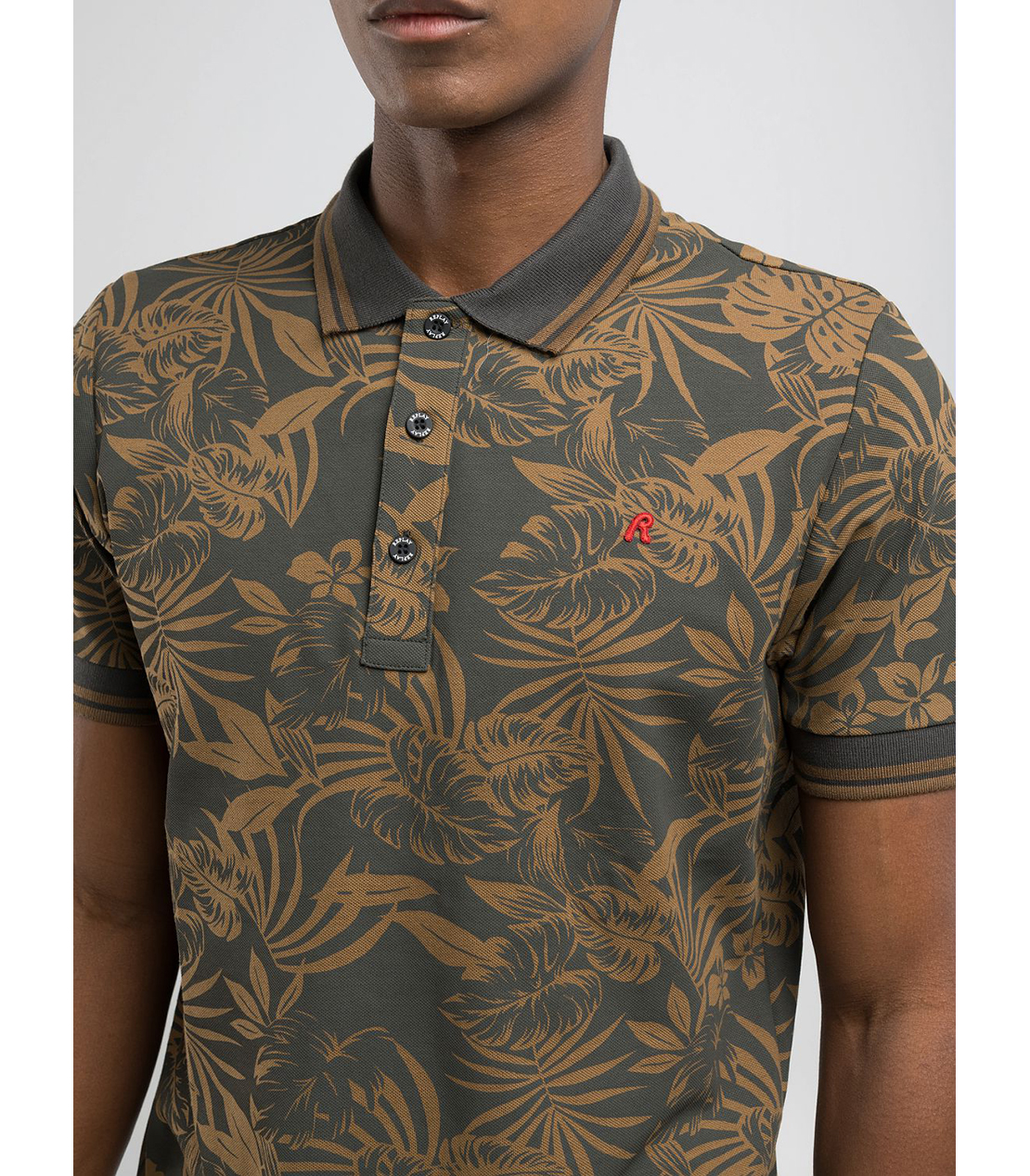 ボタニカルプリントコットンピケ ポロシャツ 詳細画像 ブロンズ 6